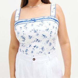 Reformation Eloise Linen Top In Blue Size 20